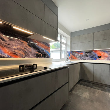 Quantum Flare – Abstract Printed Splashback – Bespoke - CreoGlass®