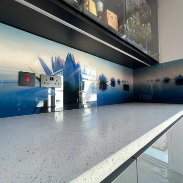 Lotus Bloom Printed Glass Splashback – Bespoke - CreoGlass®