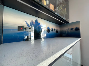 Lotus Bloom Printed Glass Splashback – Bespoke - CreoGlass®