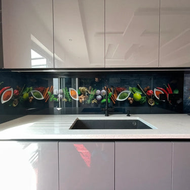 Spice & Veggie Printed Glass Splashback – Bespoke - CreoGlass®
