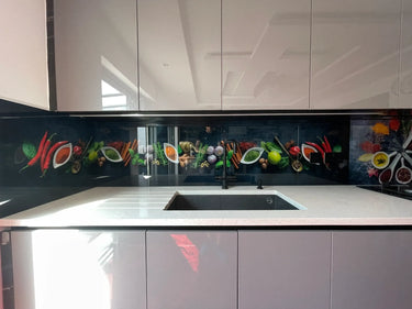 Spice & Veggie Printed Glass Splashback – Bespoke - CreoGlass®