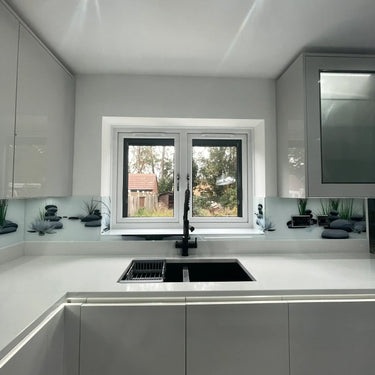 Zen Stones & Lotus – Printed Glass Splashback – Bespoke - CreoGlass®