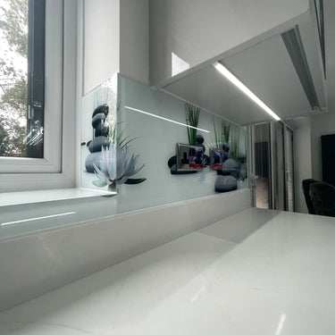 Zen Stones & Lotus – Printed Glass Splashback – Bespoke - CreoGlass®