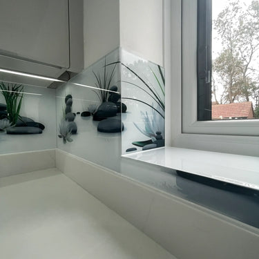 Zen Stones & Lotus – Printed Glass Splashback – Bespoke - CreoGlass®