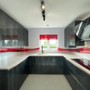 Fiery Red Printed Wave Glass Splashback – Bespoke - CreoGlass®
