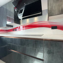 Fiery Red Printed Wave Glass Splashback – Bespoke - CreoGlass®