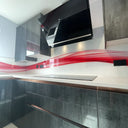 Fiery Red Printed Wave Glass Splashback – Bespoke - CreoGlass®