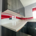Fiery Red Printed Wave Glass Splashback – Bespoke - CreoGlass®