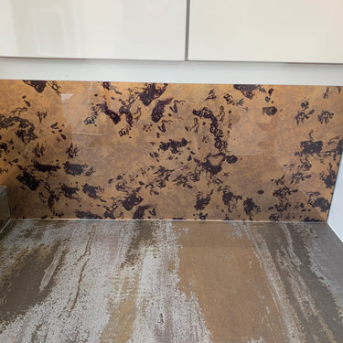 Amber and Black Marble - Textured Splashback - Bespoke - CreoGlass®