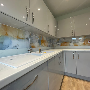 "Elara" - Golden Ember and Blue - Liquid Ink Glass - Bespoke