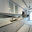 Black & Grey Printed Wave Glass Splashback – Bespoke - CreoGlass®