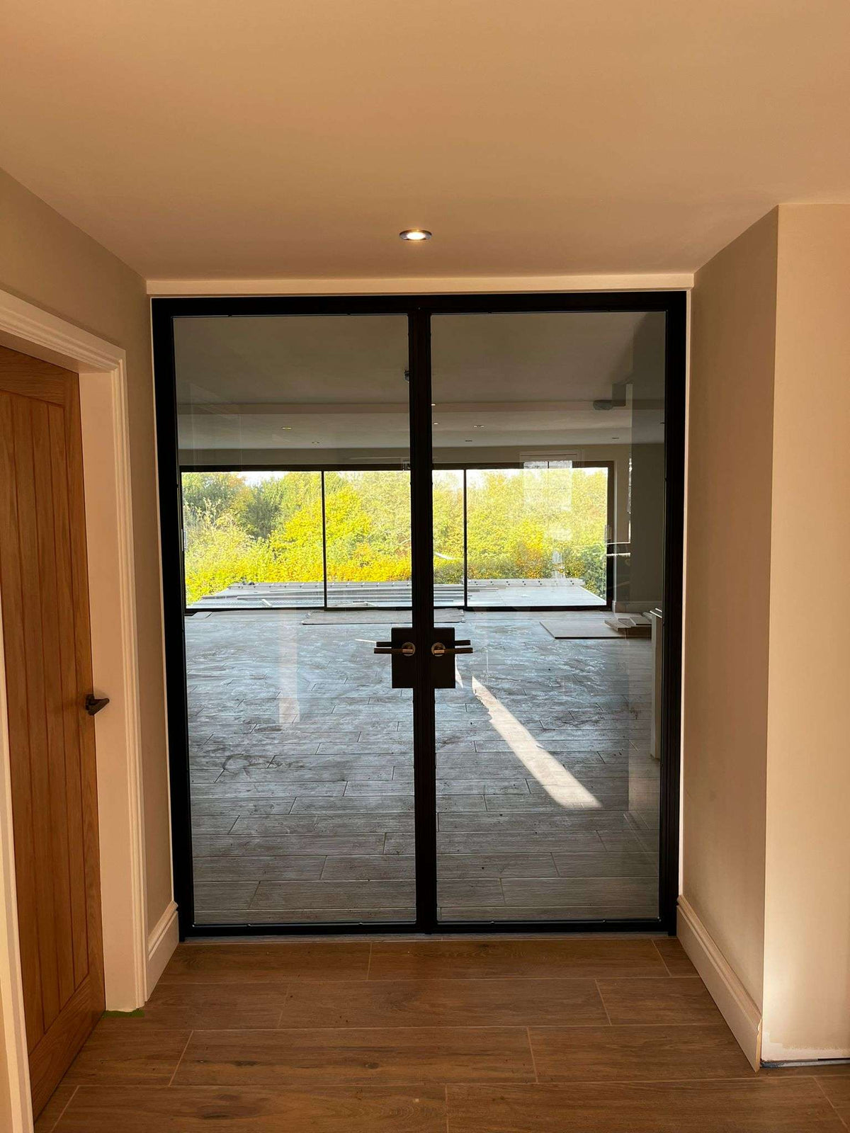 Serene Line – Double Hinged Door with Knob and Frame – internal steel and glass door, photo 1