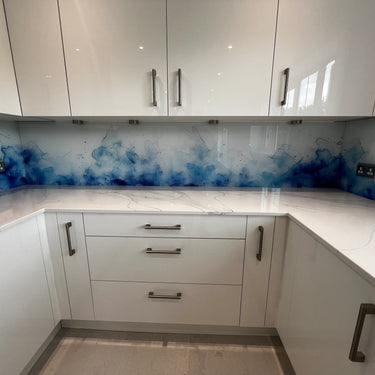 Azure Flame – Abstract Printed Splashback – Bespoke - CreoGlass®