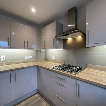 Mink Beige Colour Glass Splashback – Bespoke - CreoGlass®