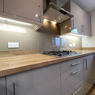 Mink Beige Colour Glass Splashback – Bespoke - CreoGlass®