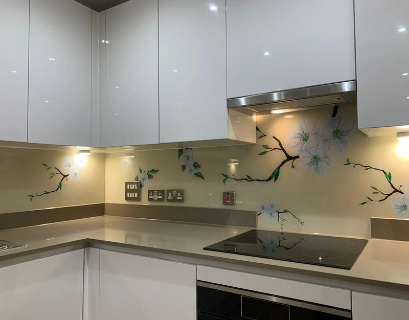Blossom Branch – Printed Glass Splashback – Bespoke - CreoGlass®