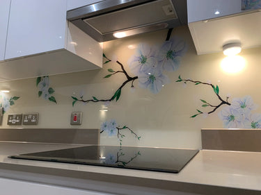 Blossom Branch – Printed Glass Splashback – Bespoke - CreoGlass®