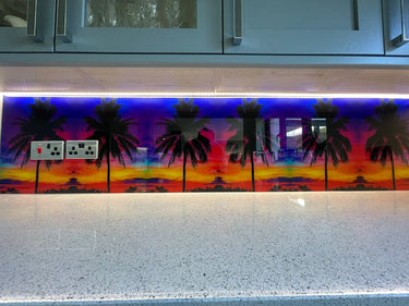 Tropical Sunset – Printed Glass Splashback – Bespoke - CreoGlass®