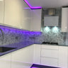 Silver Petal Stencil Glass Splashback – Bespoke - CreoGlass®