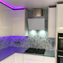 Silver Petal Stencil Glass Splashback – Bespoke - CreoGlass®
