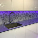 Silver Petal Stencil Glass Splashback – Bespoke - CreoGlass®