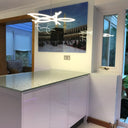 Silver Petal Stencil Glass Splashback – Bespoke - CreoGlass®
