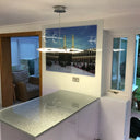 Silver Petal Stencil Glass Splashback – Bespoke - CreoGlass®