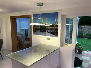 Silver Petal Stencil Glass Splashback – Bespoke - CreoGlass®