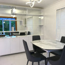 Silver Petal Stencil Glass Splashback – Bespoke - CreoGlass®