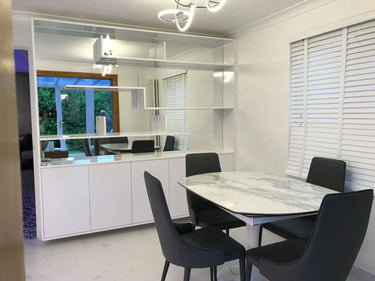 Silver Petal Stencil Glass Splashback – Bespoke - CreoGlass®