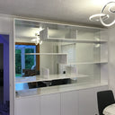 Silver Petal Stencil Glass Splashback – Bespoke - CreoGlass®