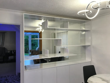Silver Petal Stencil Glass Splashback – Bespoke - CreoGlass®