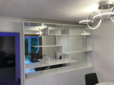 Silver Petal Stencil Glass Splashback – Bespoke - CreoGlass®