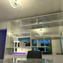 Silver Petal Stencil Glass Splashback – Bespoke - CreoGlass®