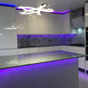 Silver Petal Stencil Glass Splashback – Bespoke - CreoGlass®