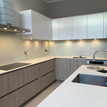 Dove Grey Colour Glass Splashback - Bespoke - CreoGlass®