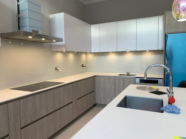 Dove Grey Colour Glass Splashback - Bespoke - CreoGlass®