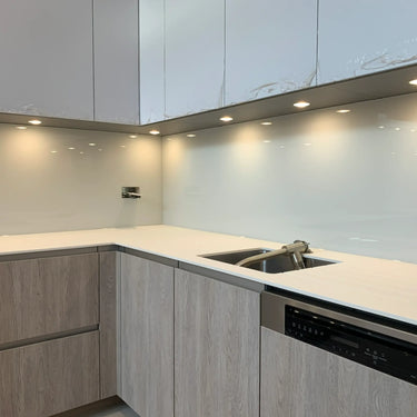 Dove Grey Colour Glass Splashback - Bespoke - CreoGlass®