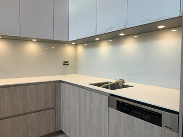 Dove Grey Colour Glass Splashback - Bespoke - CreoGlass®