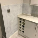 White Marble Printed Glass Splashback – Bespoke - CreoGlass®