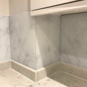 White Marble Printed Glass Splashback – Bespoke - CreoGlass®