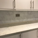 White Marble Printed Glass Splashback – Bespoke - CreoGlass®