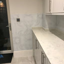 White Marble Printed Glass Splashback – Bespoke - CreoGlass®
