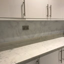 White Marble Printed Glass Splashback – Bespoke - CreoGlass®