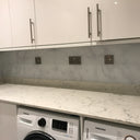 White Marble Printed Glass Splashback – Bespoke - CreoGlass®
