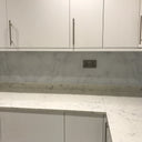 White Marble Printed Glass Splashback – Bespoke - CreoGlass®
