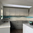 Aqua Printed Wave Glass Splashback - Bespoke - CreoGlass®