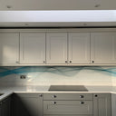 Aqua Printed Wave Glass Splashback - Bespoke - CreoGlass®