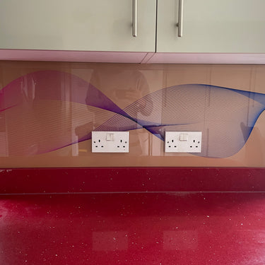 Spectrum Flow Printed Wave Glass Splashback - Bespoke - CreoGlass®