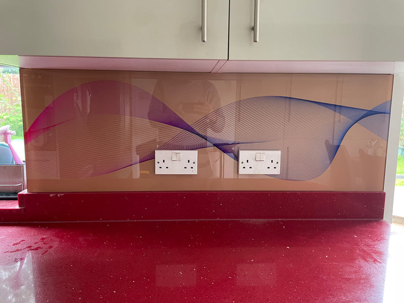 Spectrum Flow Printed Wave Glass Splashback - Bespoke - CreoGlass®
